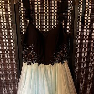 Blondie Nites Junior Black and light aqua Dress